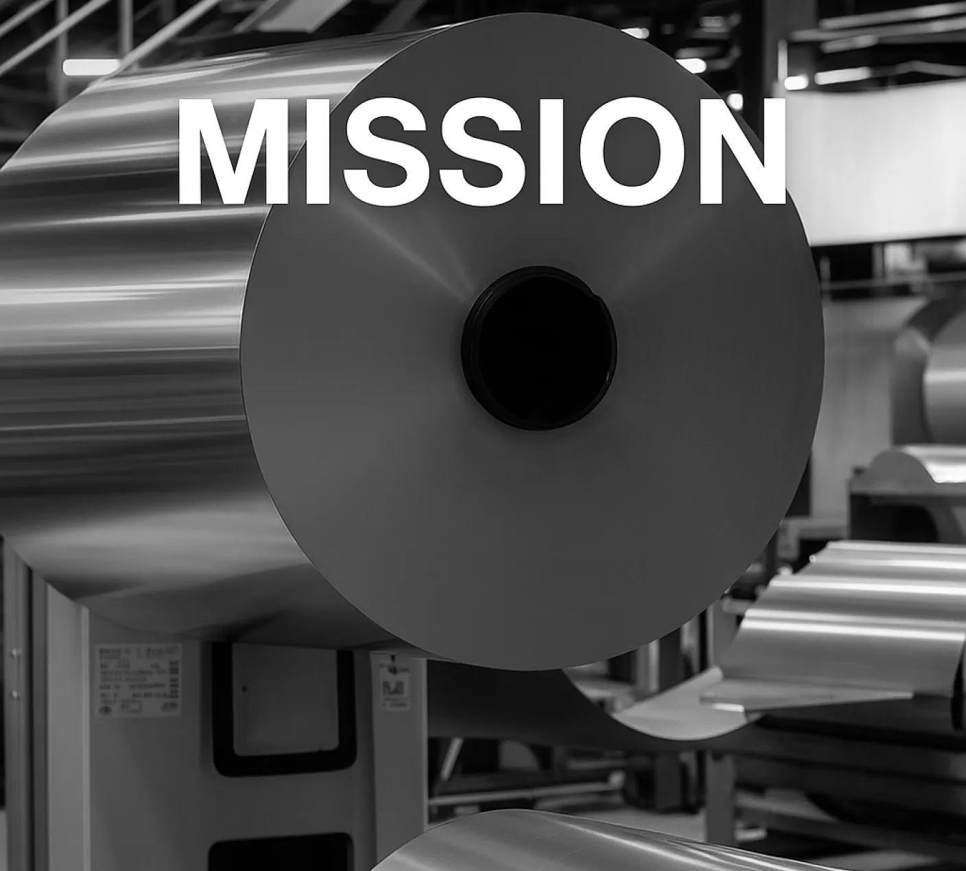 рулон сталі і напис 'MISSION'